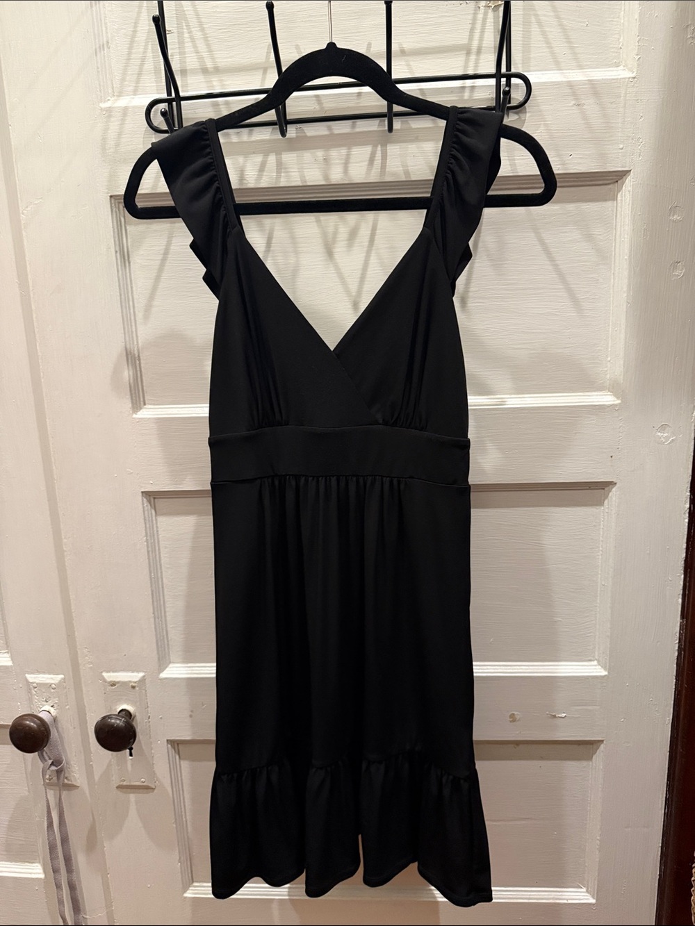 Black Mini Dress with Ruffle Straps